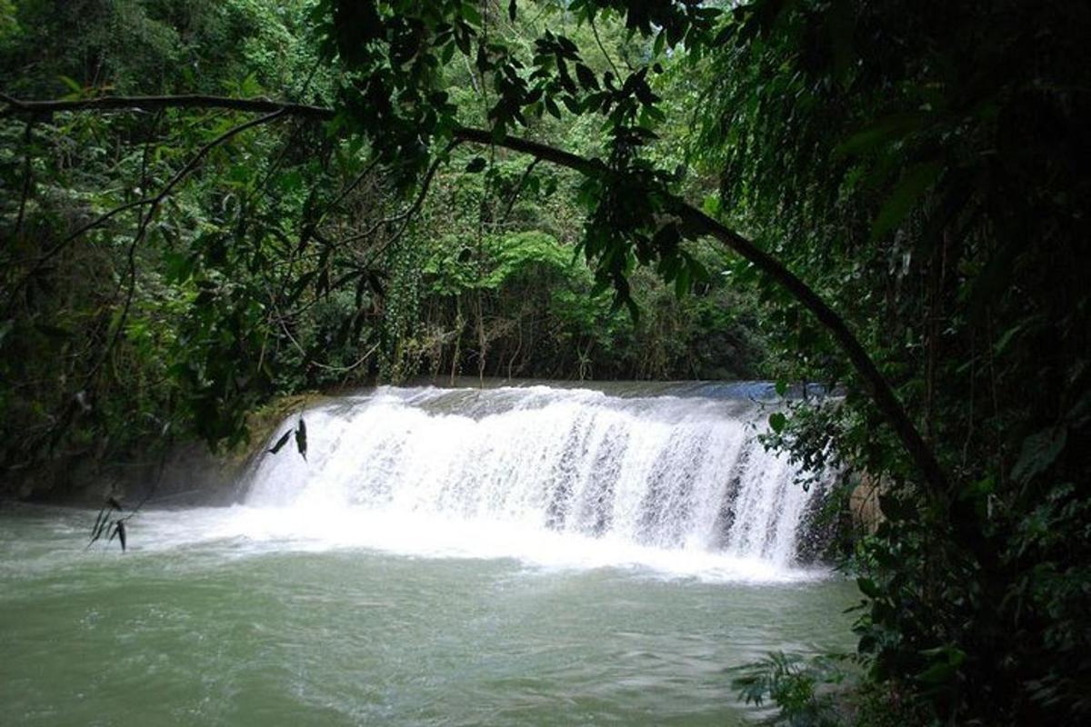 een waterval in het midden van een rivier