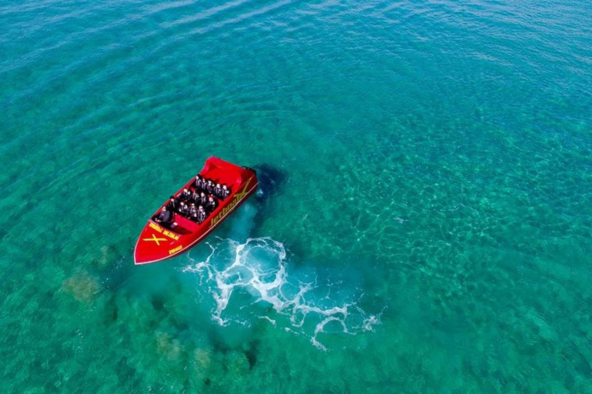 a red boat in the middle of the water