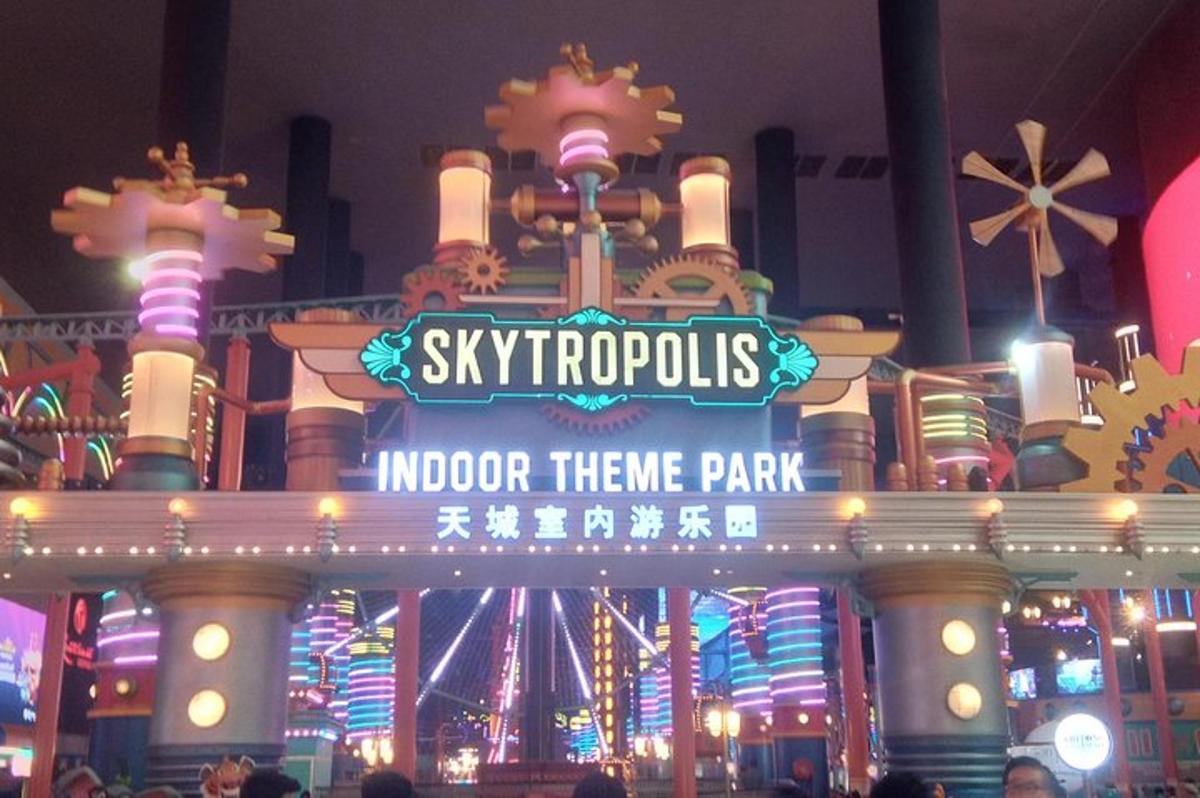 a sign on the front of a theme park