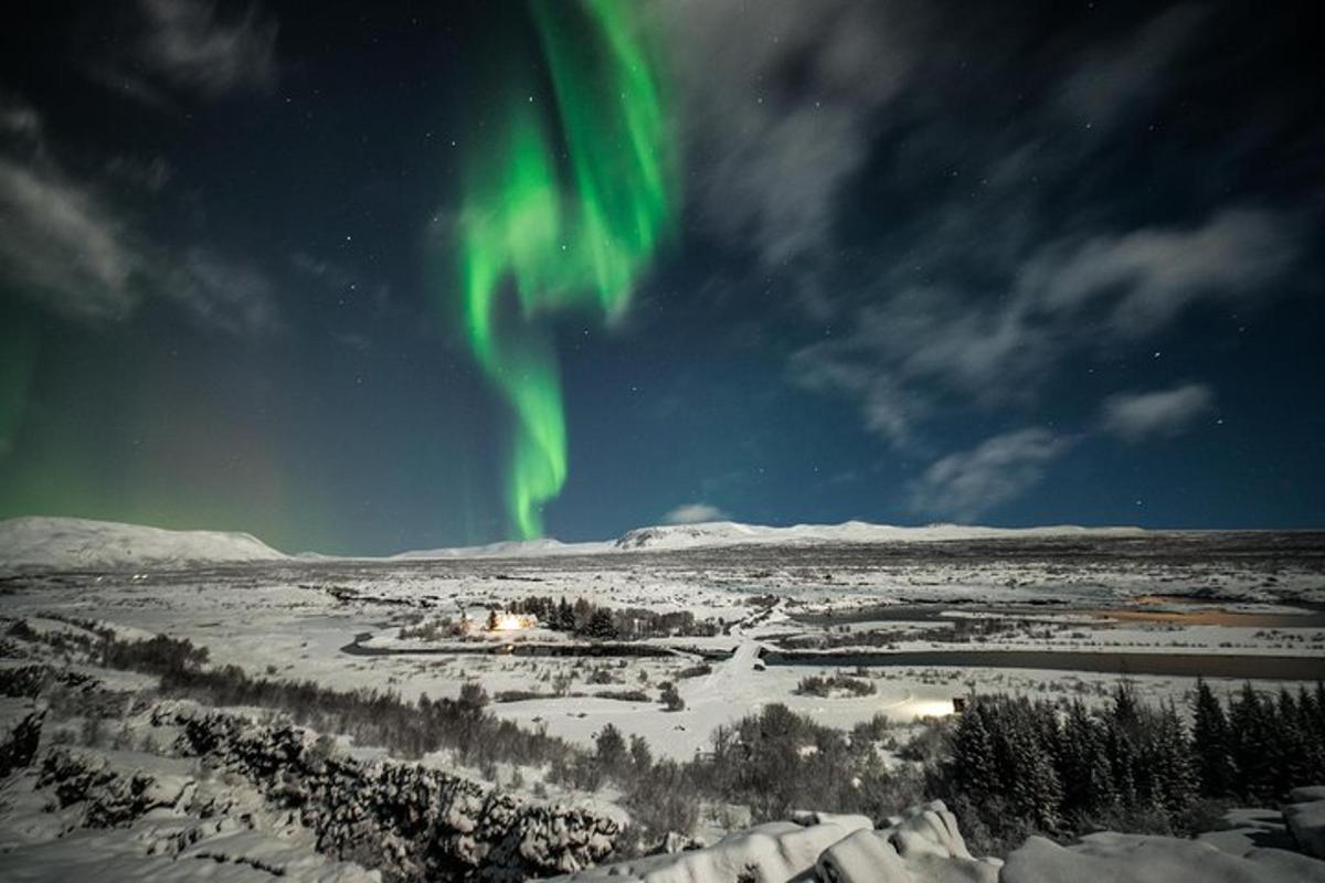 pilt rohelisest virmalisest taevas