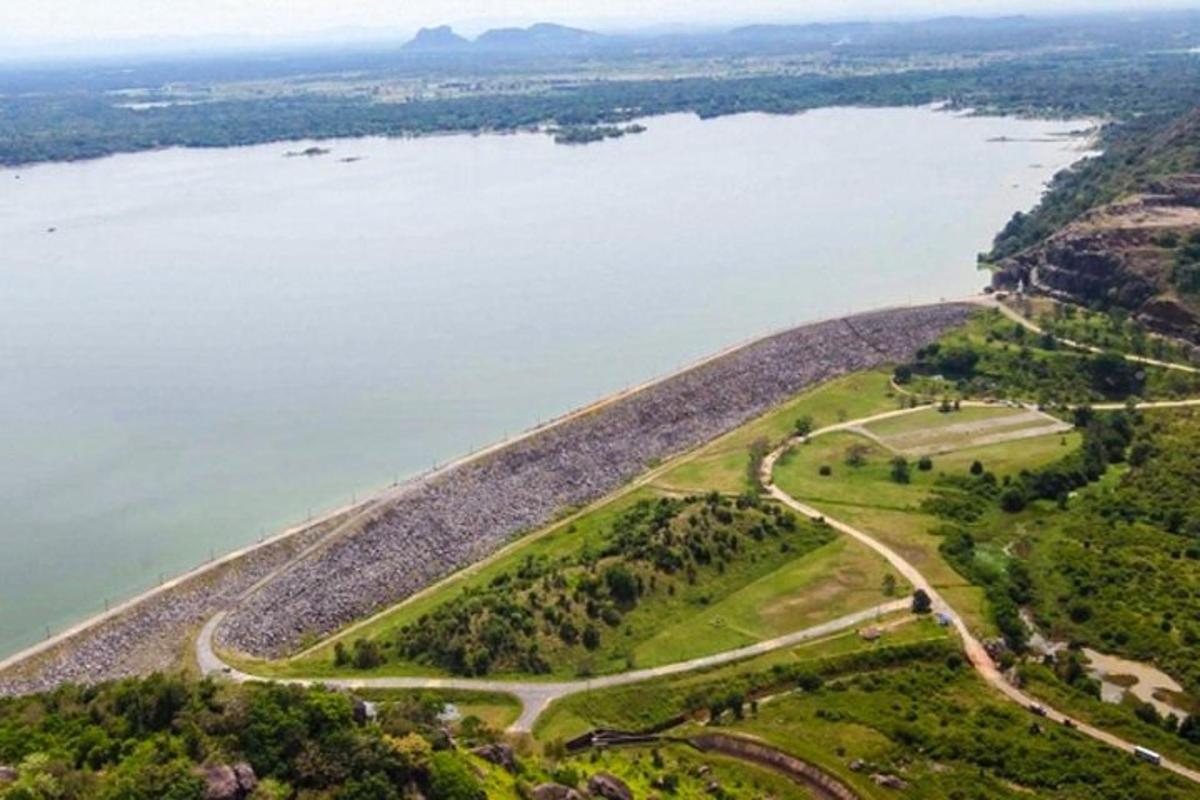 an aerial view of a large body of water
