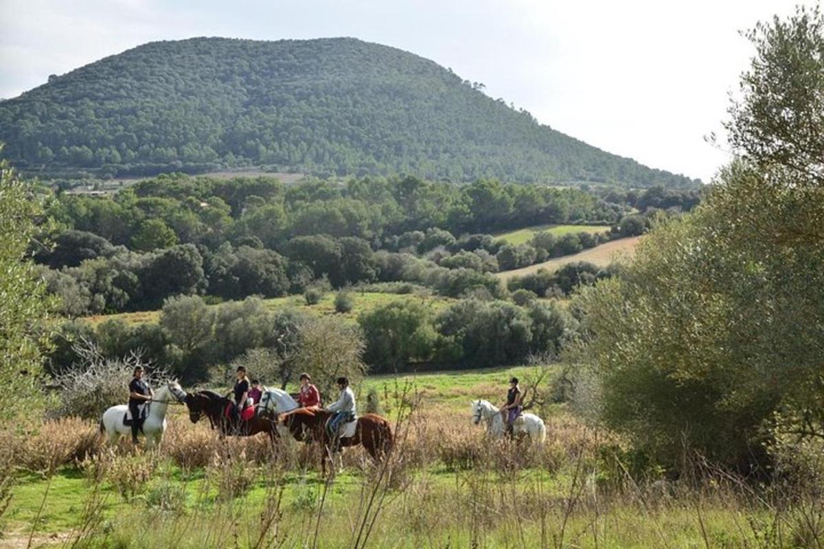 un gruppo di persone a cavallo in un campo