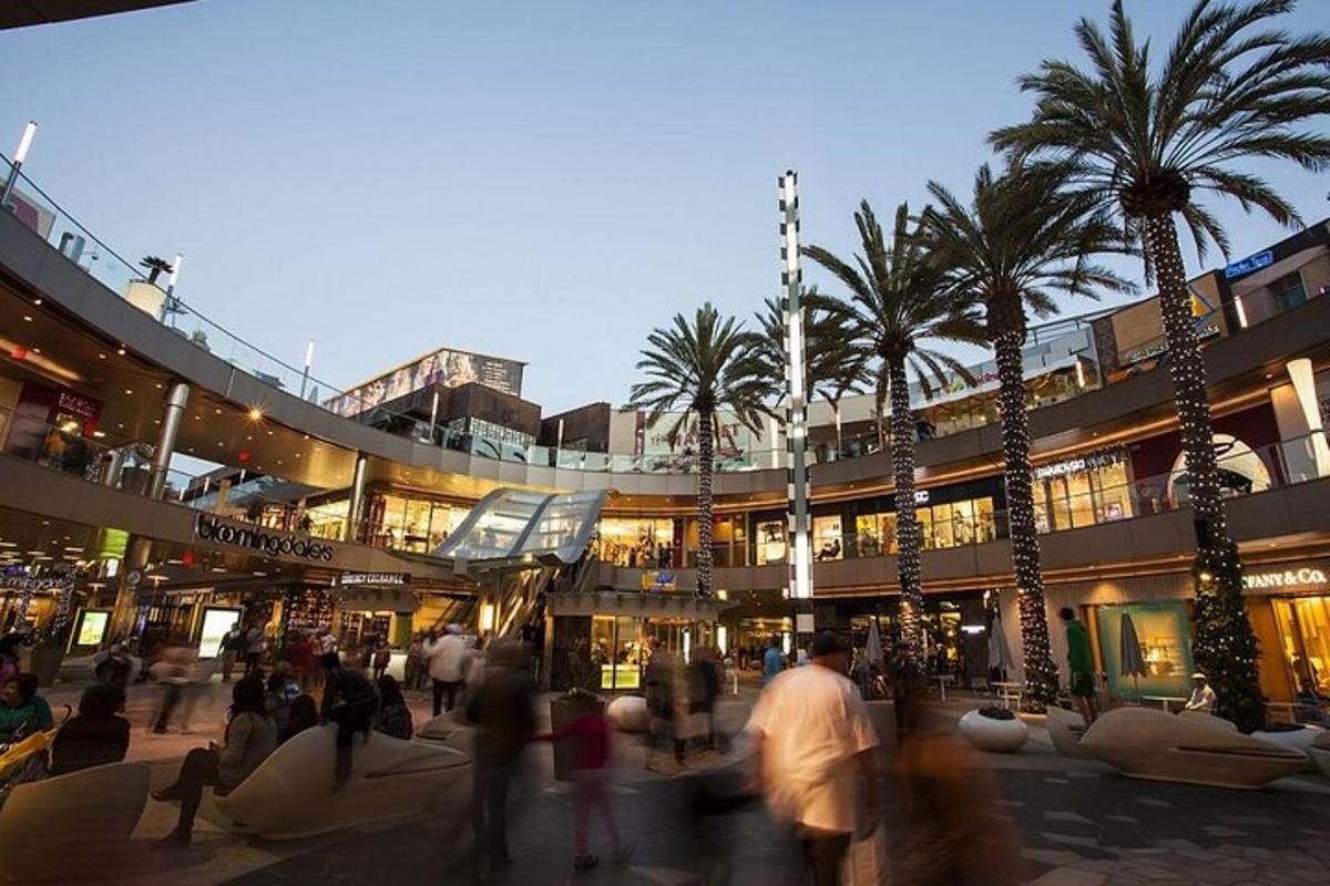 a group of people walking around a shopping mall