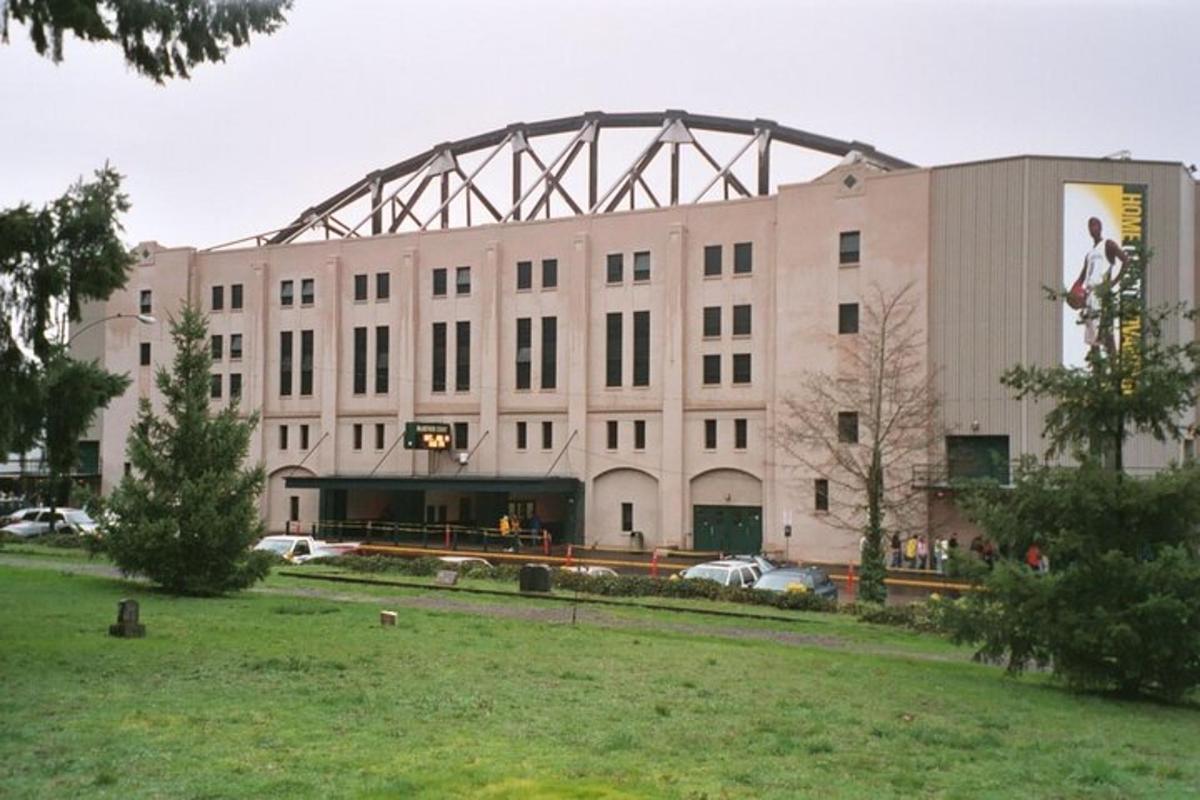 a large building with a sign on the side of it