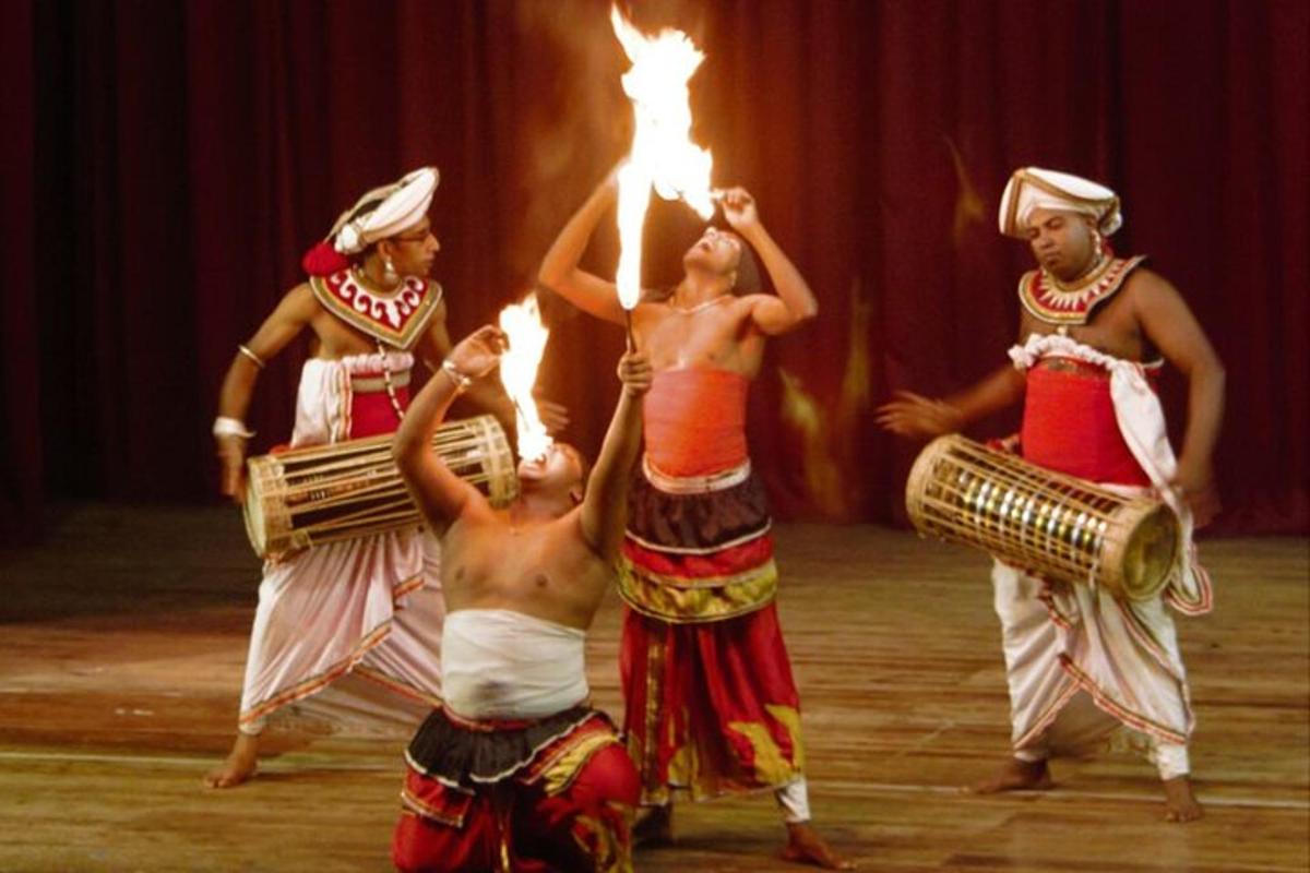 a group of people performing a performance with torches