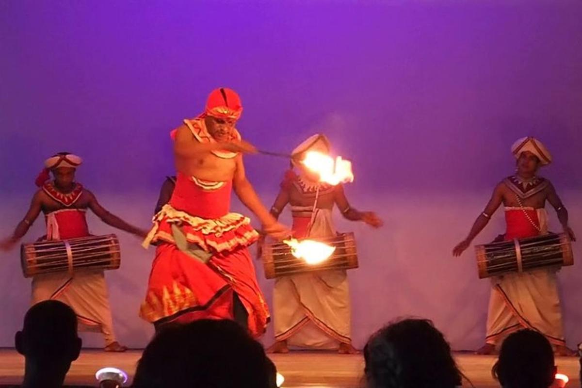 a group of people performing a performance with torches