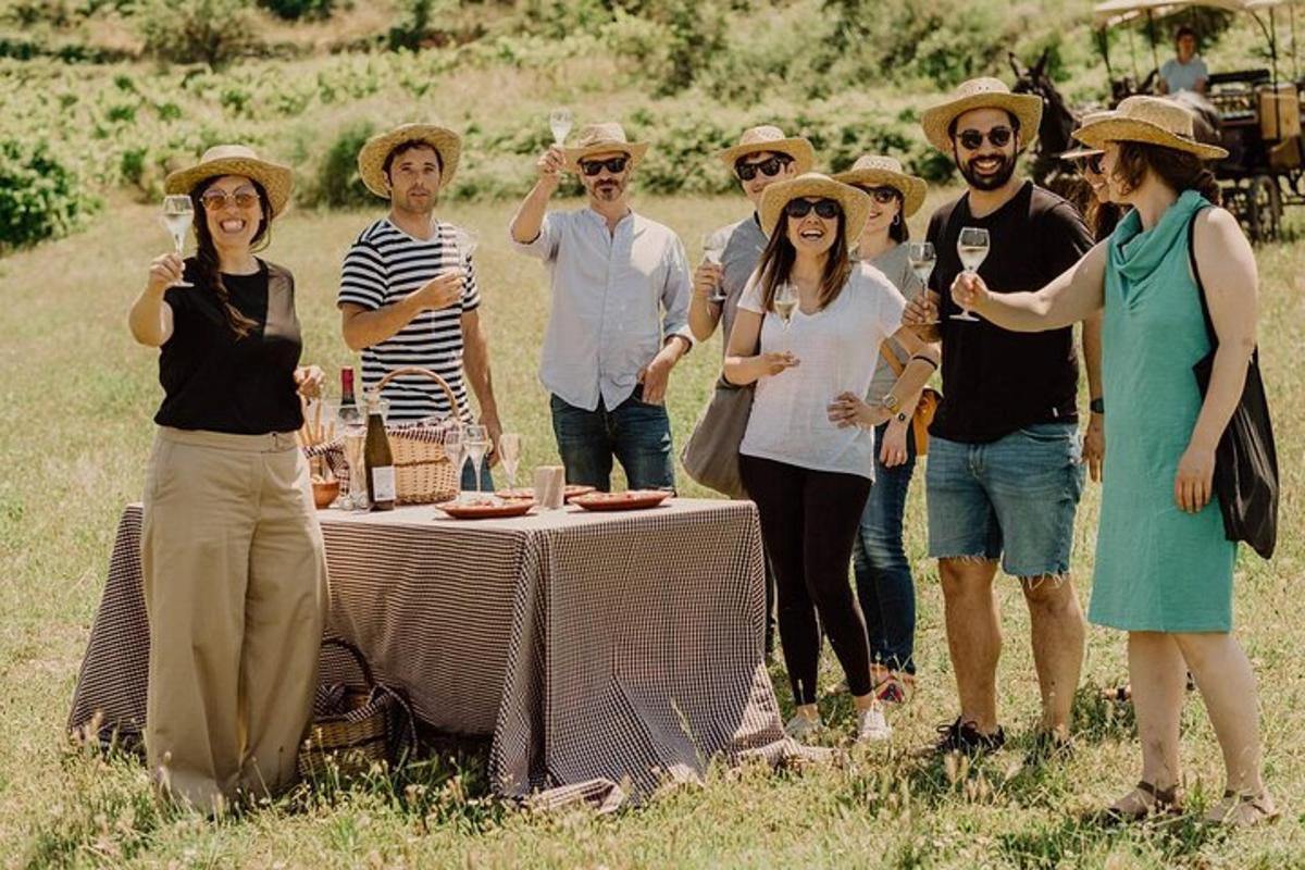 un grup de oameni care stau în jurul unei mese de picnic