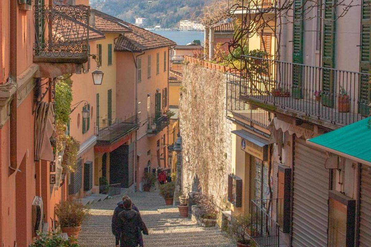 a woman walking down a street in a city