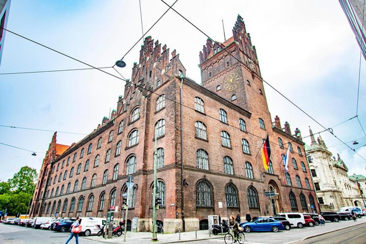 a large brick building with a tall tower
