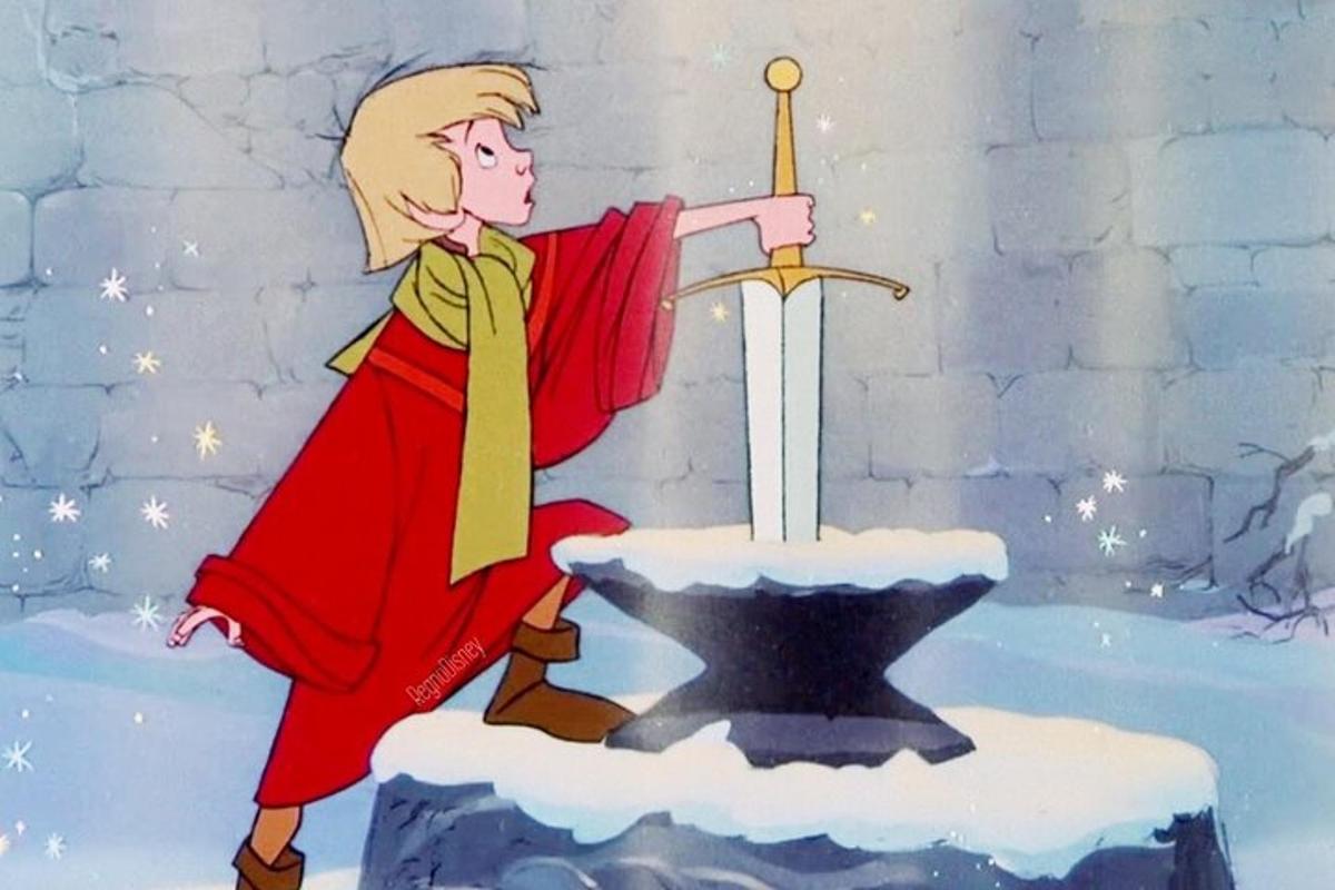 teiknimynd af konu sem heldur á sverði