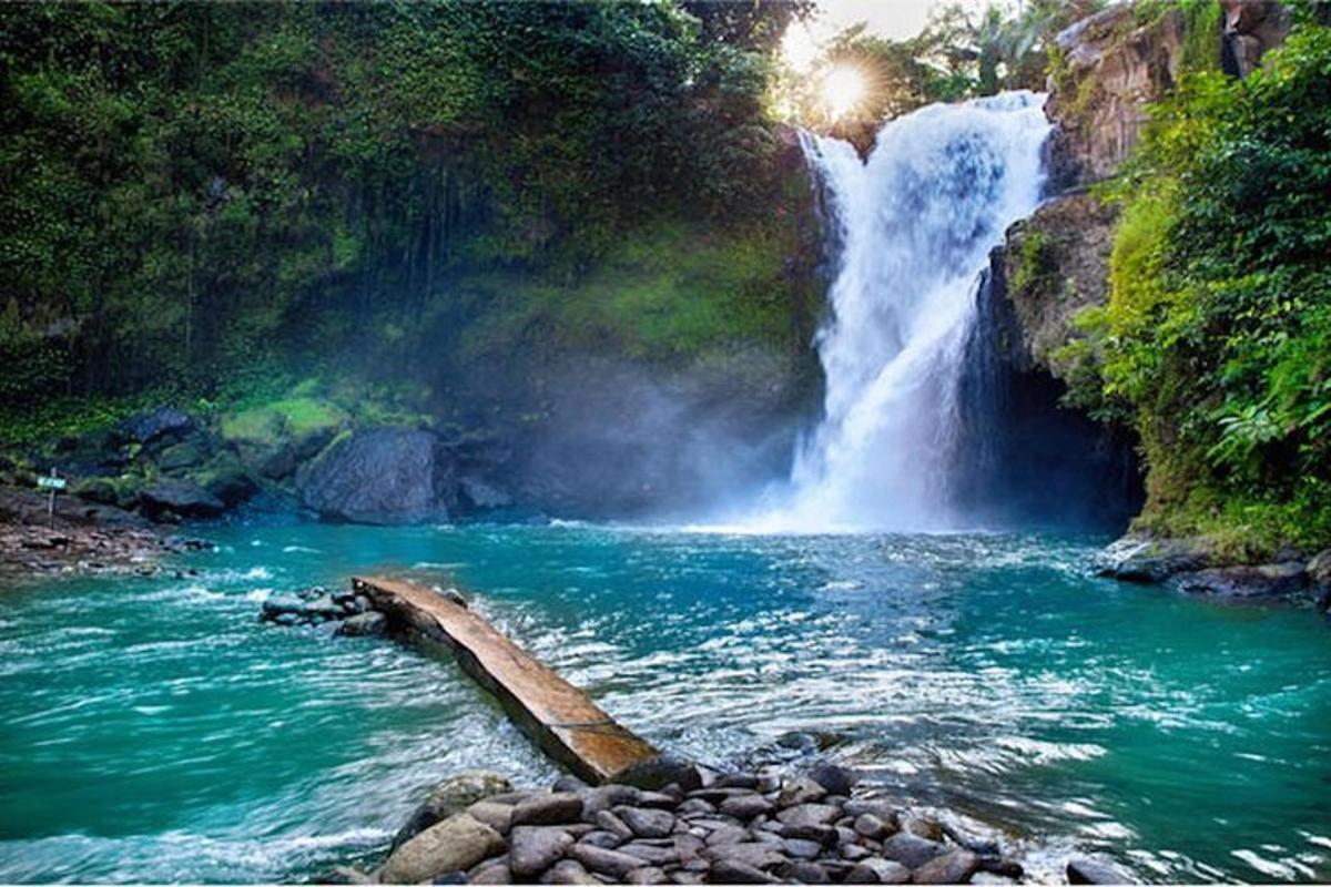 uma cachoeira no meio de um rio