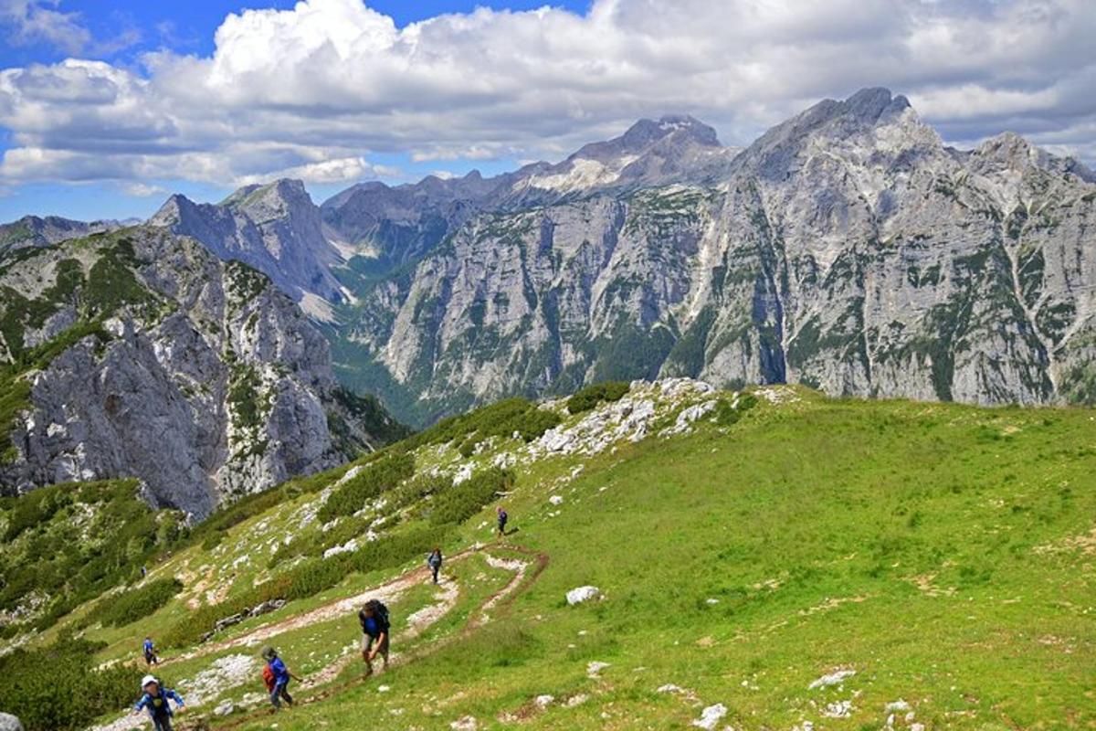 un grupo de personas subiendo una montaña