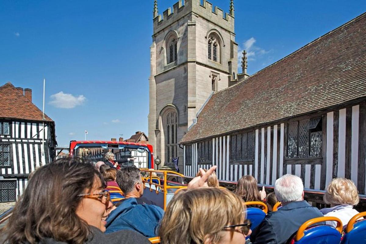 a group of people on a boat in front of a church