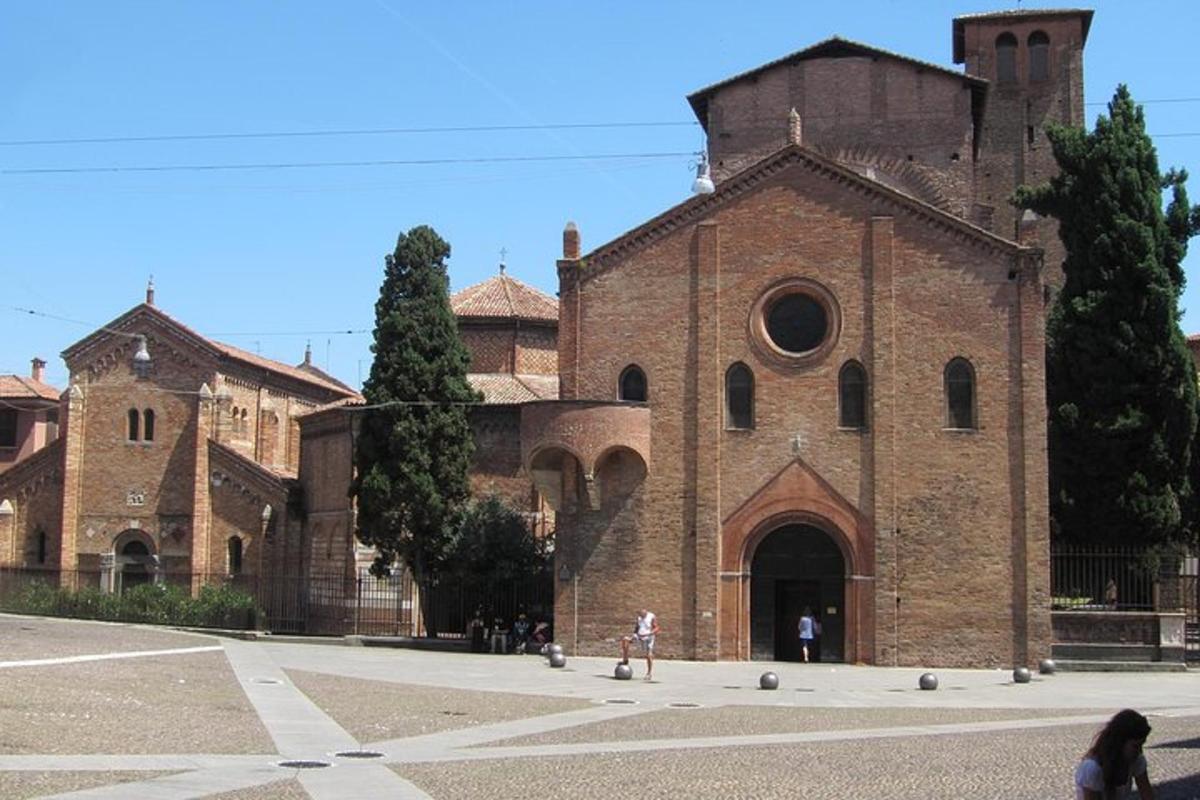 a large brick church with a large building
