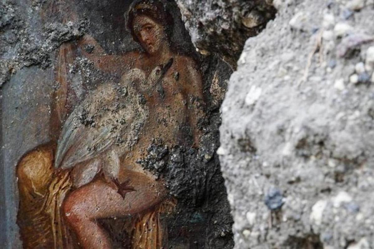 a painting of a woman holding a bird on a rock