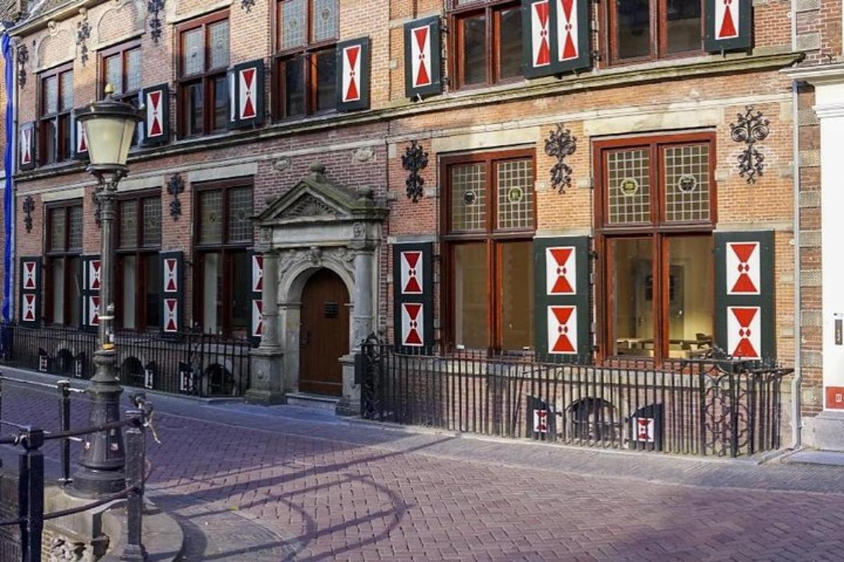 a large brick building with signs on the side of it