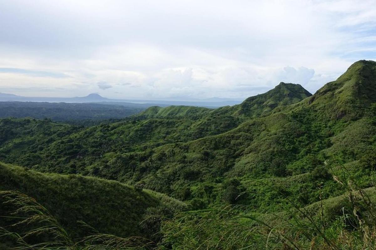 pemandangan lembah hijau dengan pegunungan