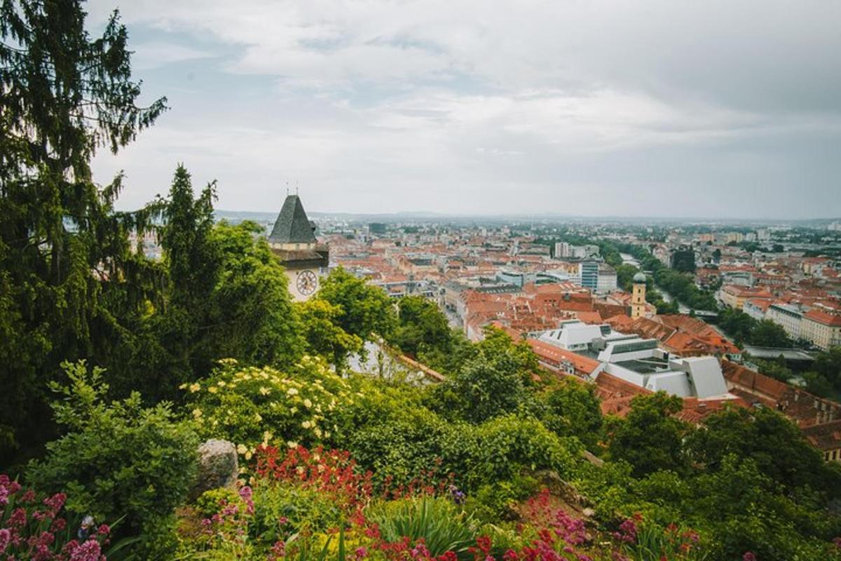 pogled na grad s drvećem i zgradama