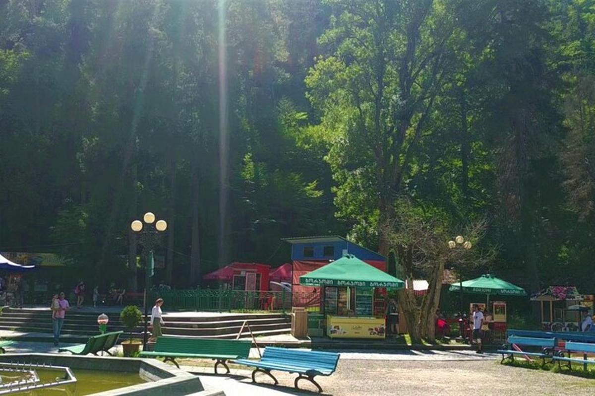 taman dengan bangku dan gazebo dan pokok
