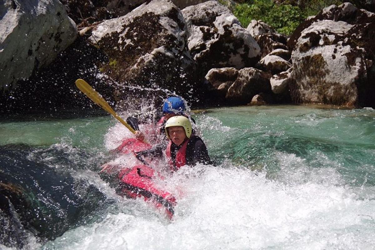 a person in a raft in a river