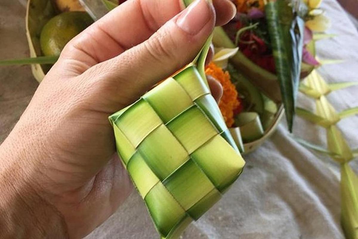 una mano che tiene un pezzo di cibo verde