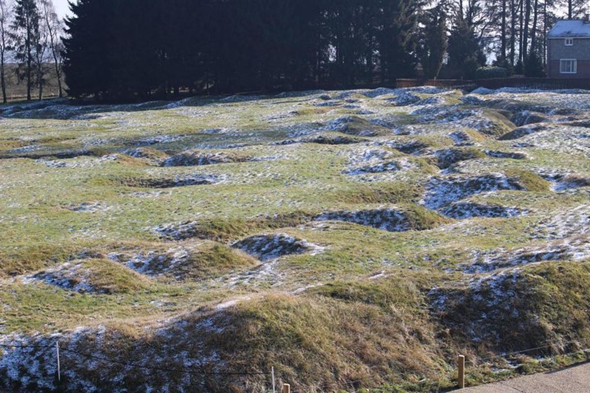 a field of grass with snow on it