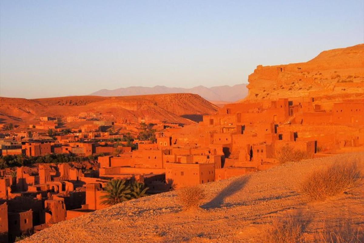 a view of a village in the desert