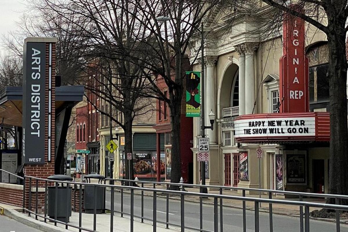 a street in a city with signs on buildings