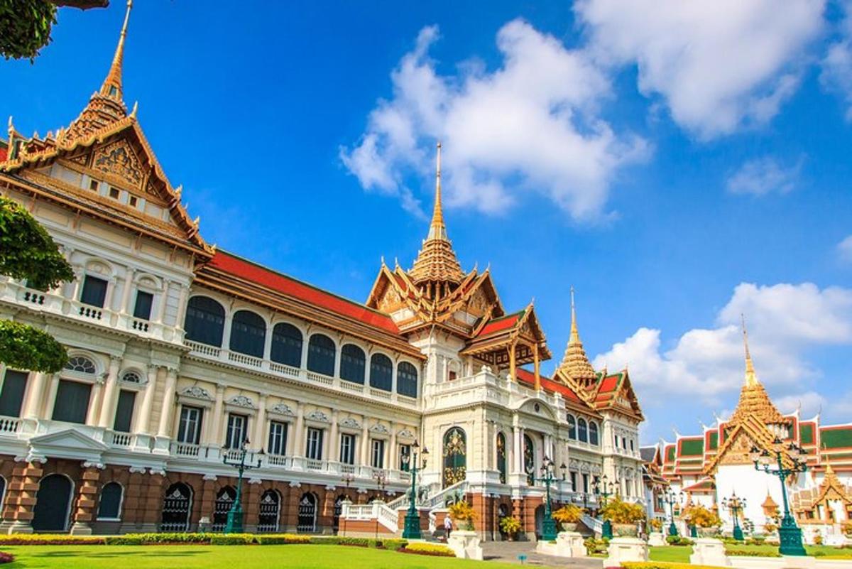 a building with gold spires on top of it