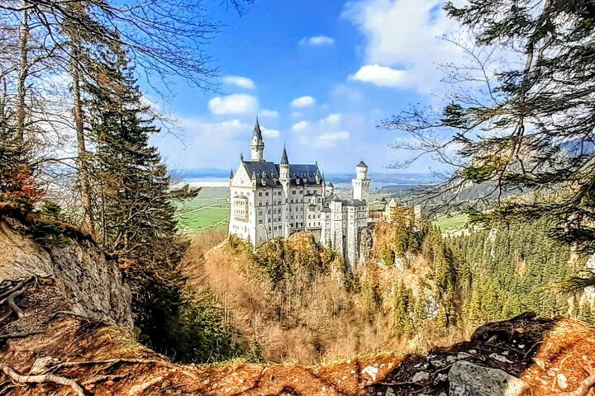 un castello in cima a una collina con alberi