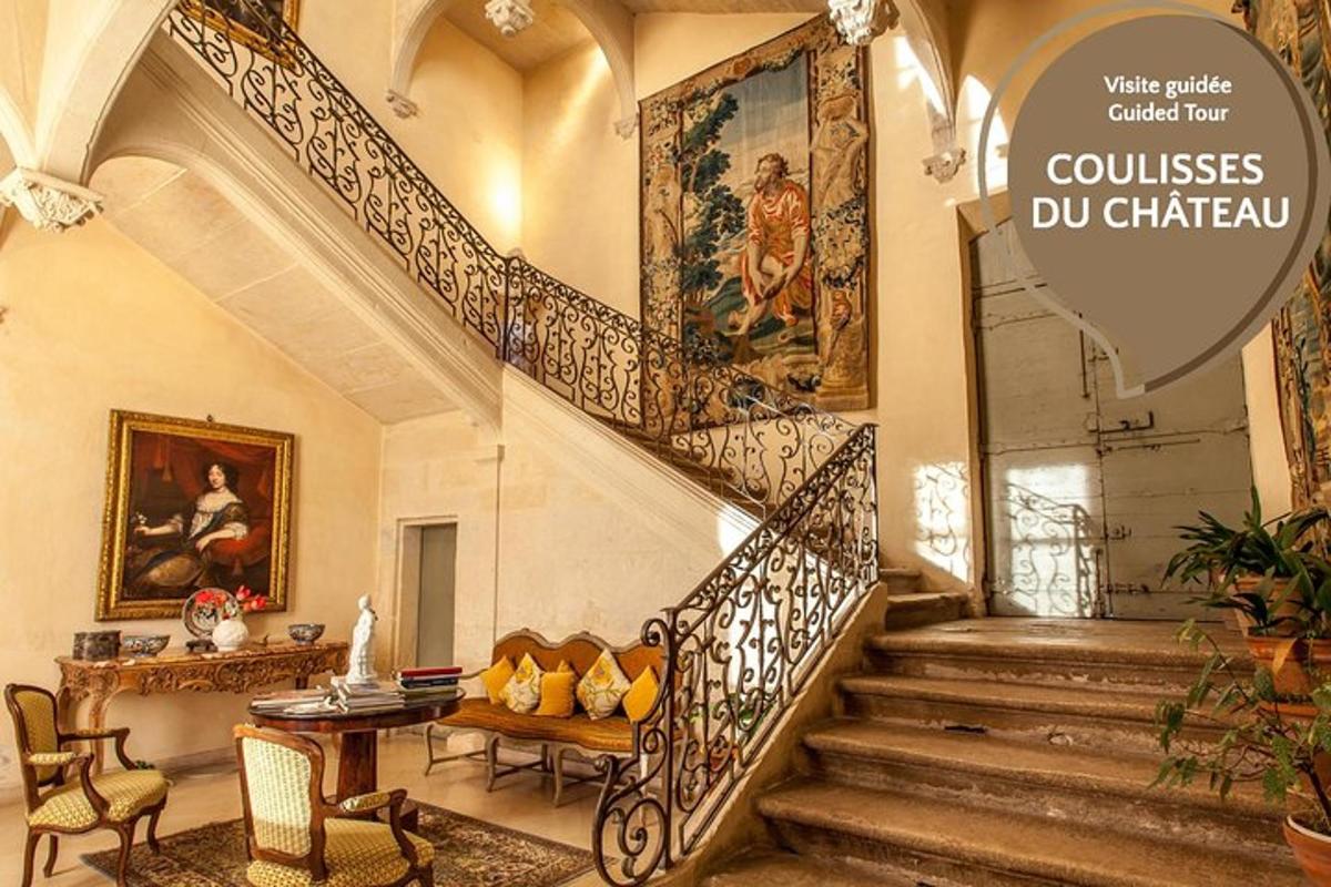 a staircase in a house with a painting on the wall