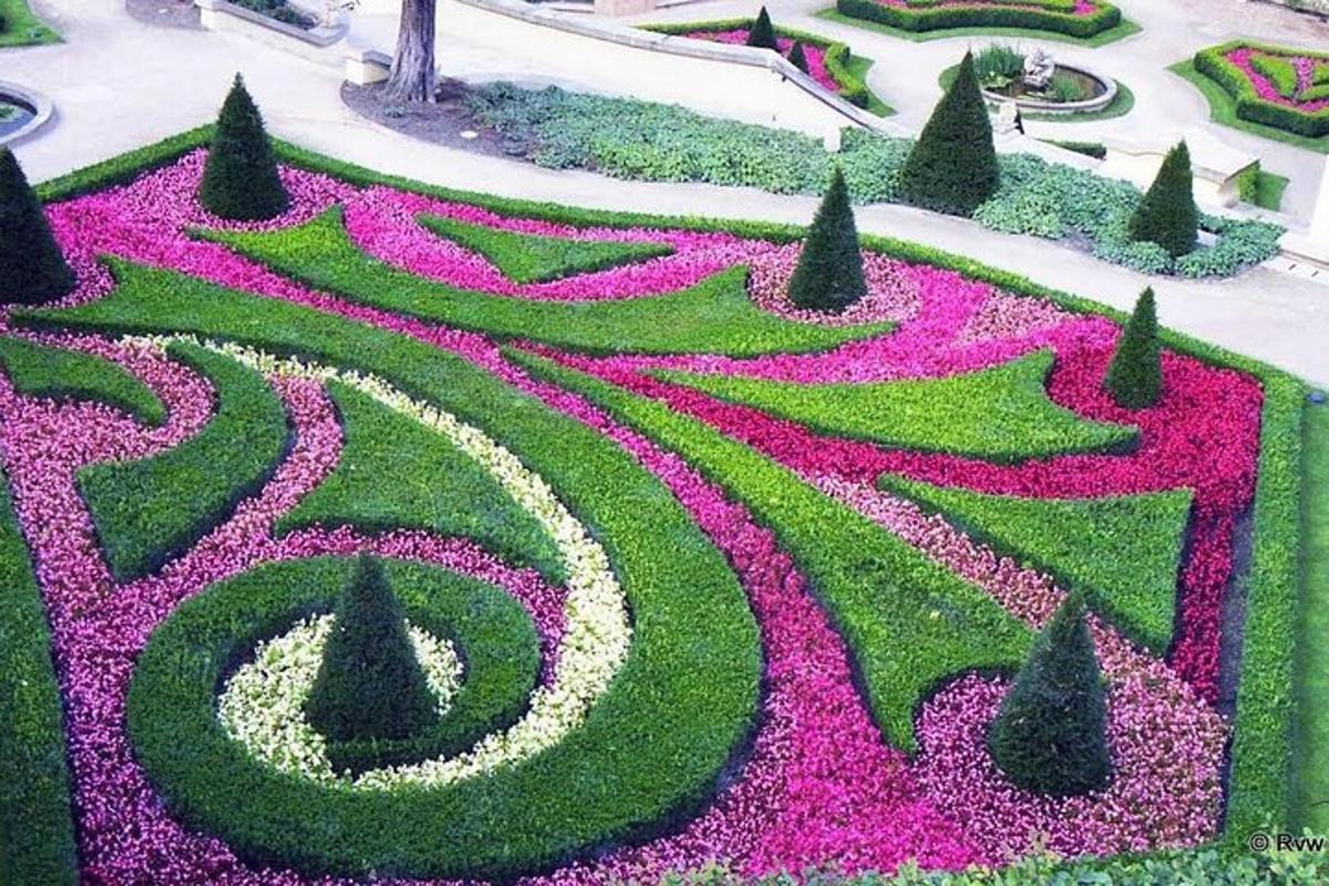 ein Garten mit Blumen in der Form