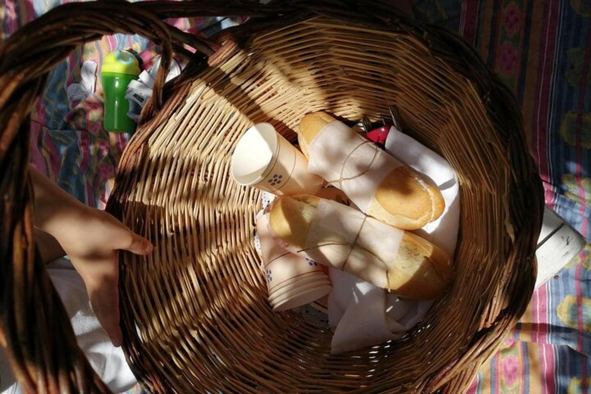 ένα καλάθι με λίγο φαγητό μέσα
