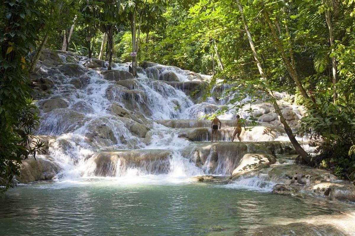 uma cachoeira no meio de uma poça d'água