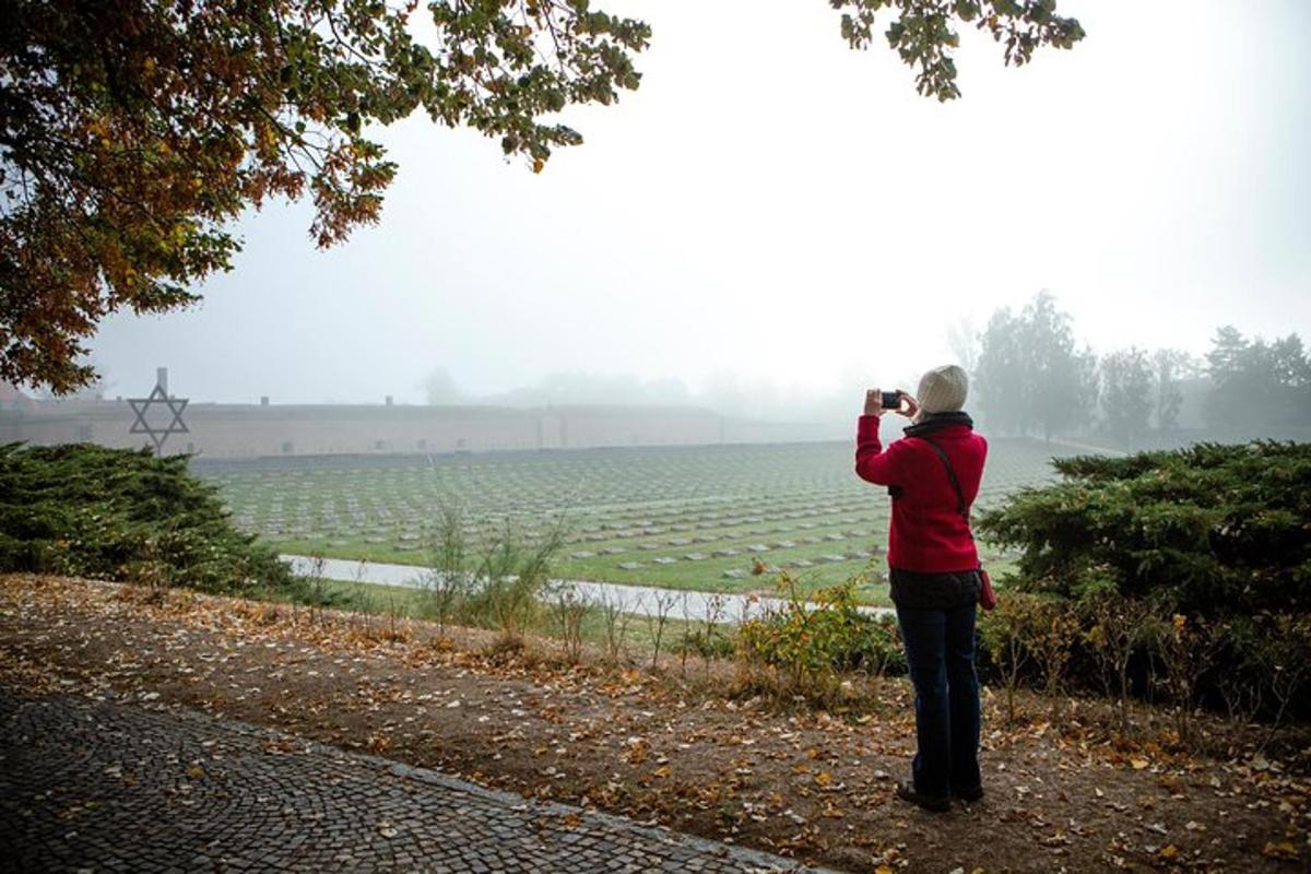 a person taking a picture of a field with a camera