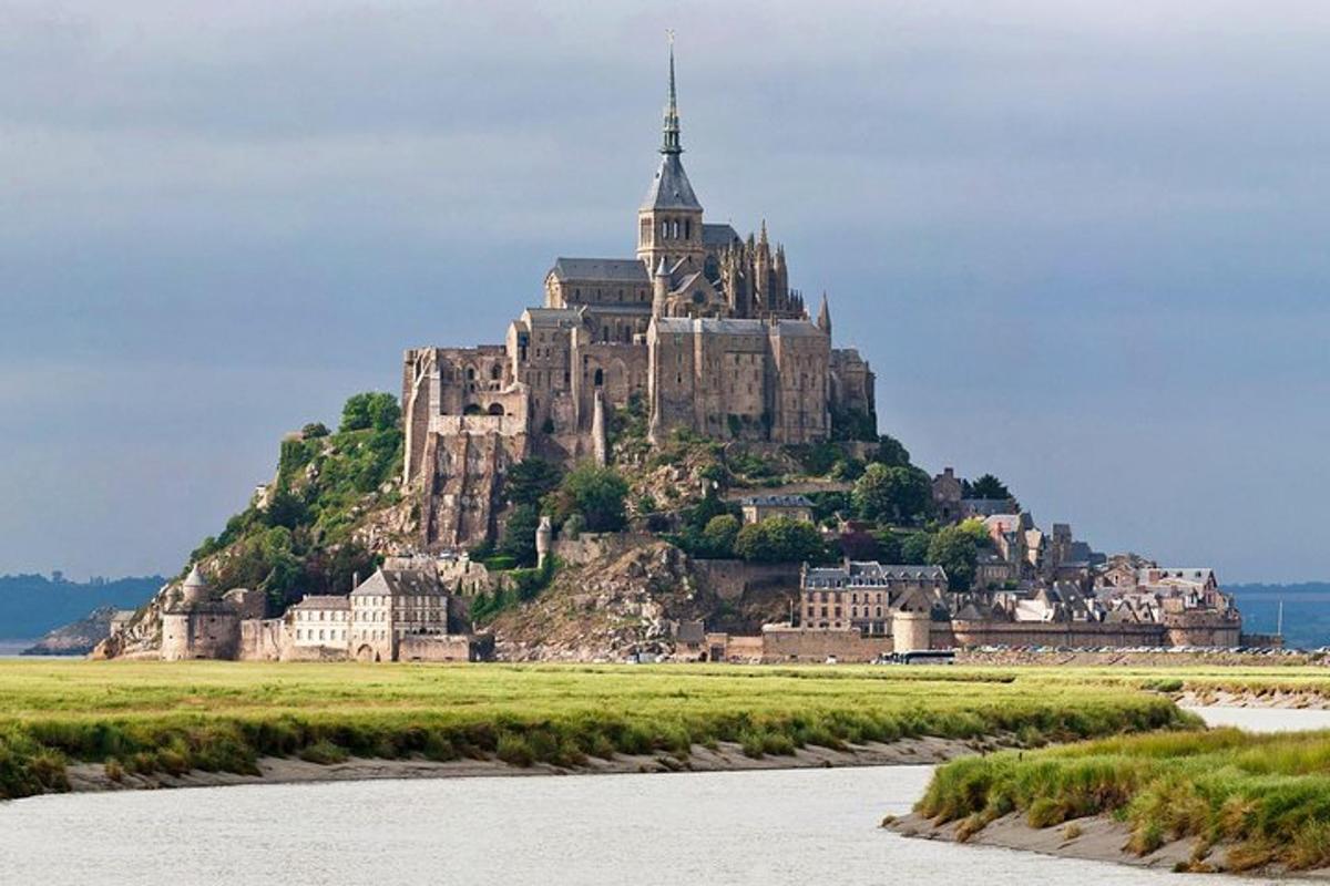 a castle on top of an island in the water
