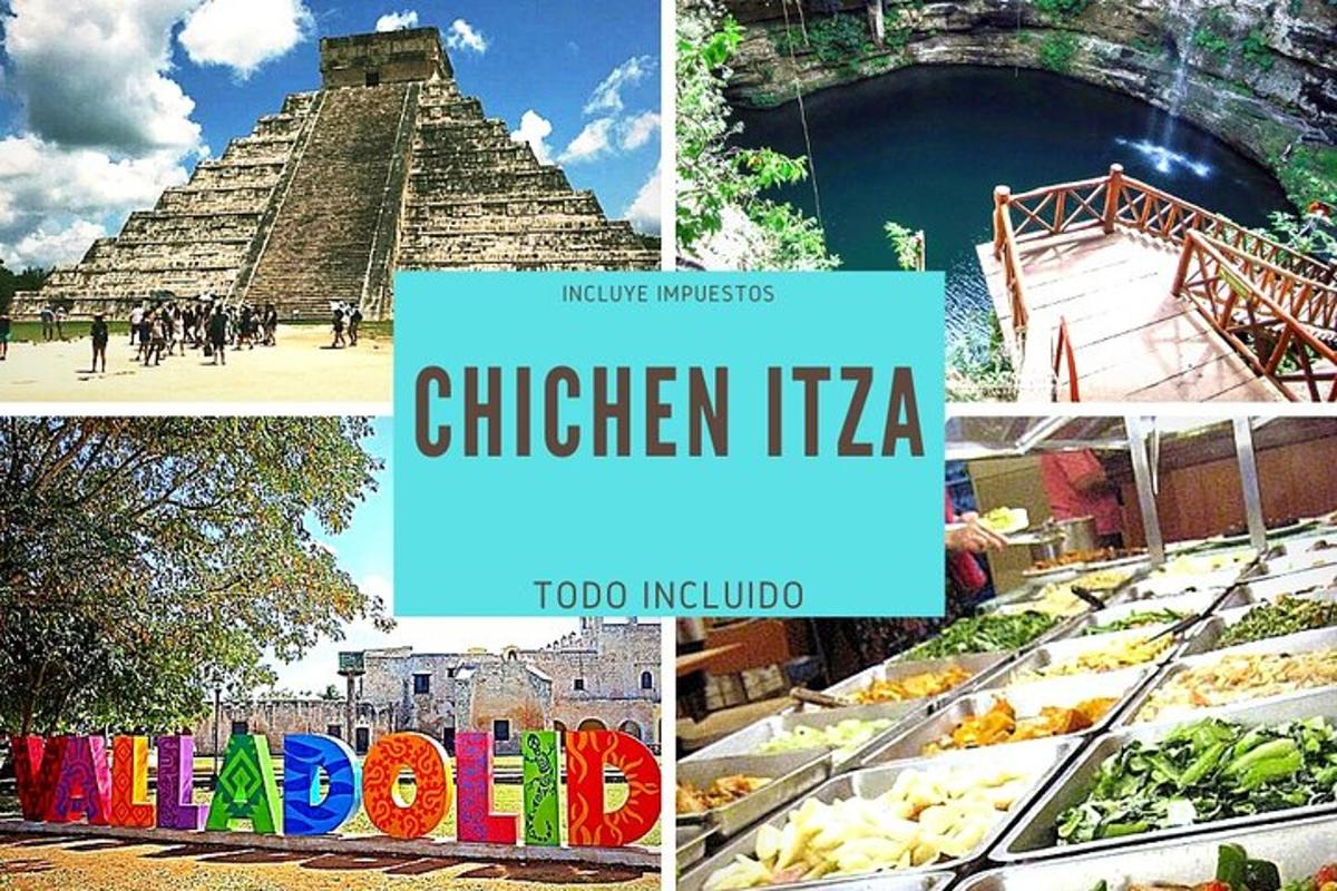 un collage de photos de Chichen Itza et des attractions