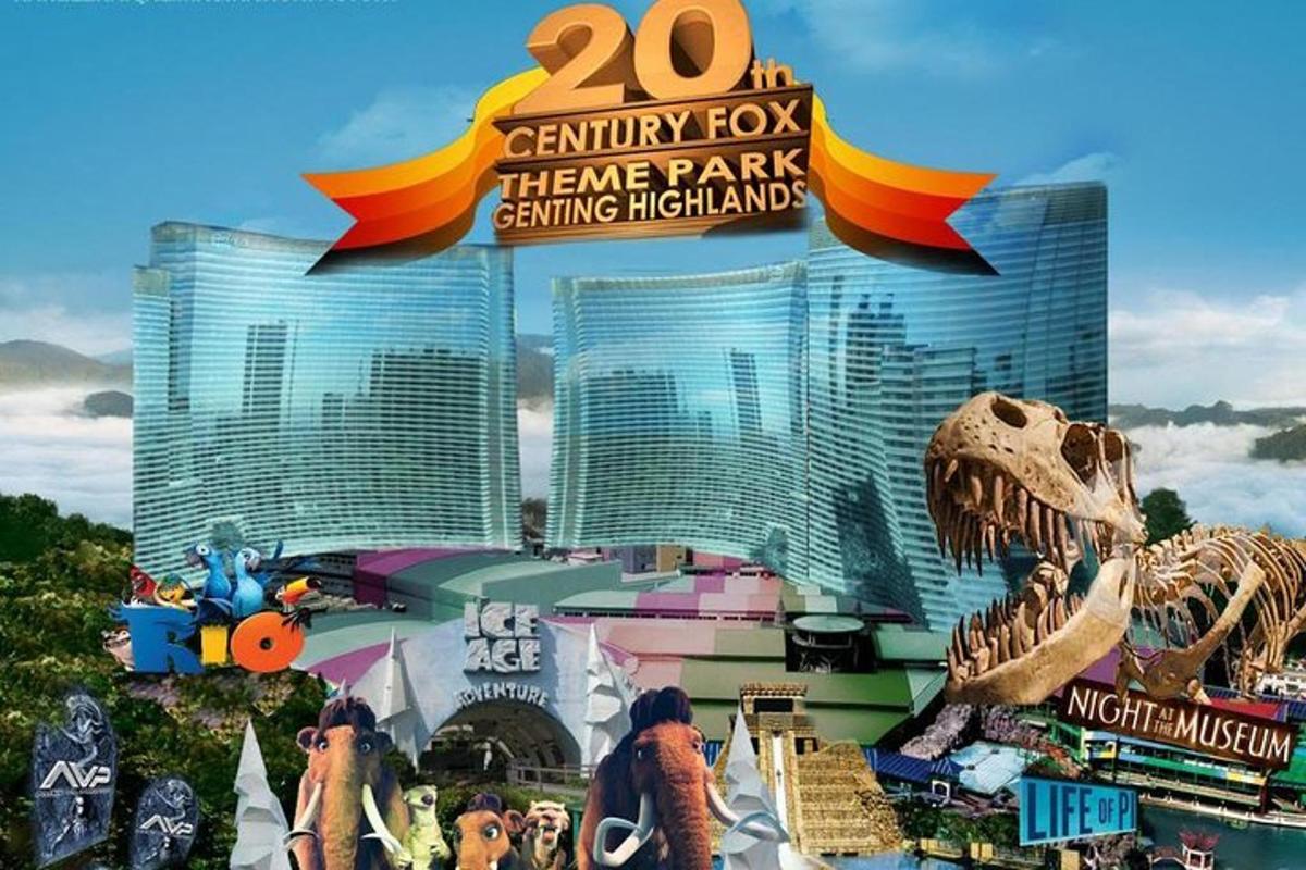 a magazine cover of a city with a dinosaur exhibit