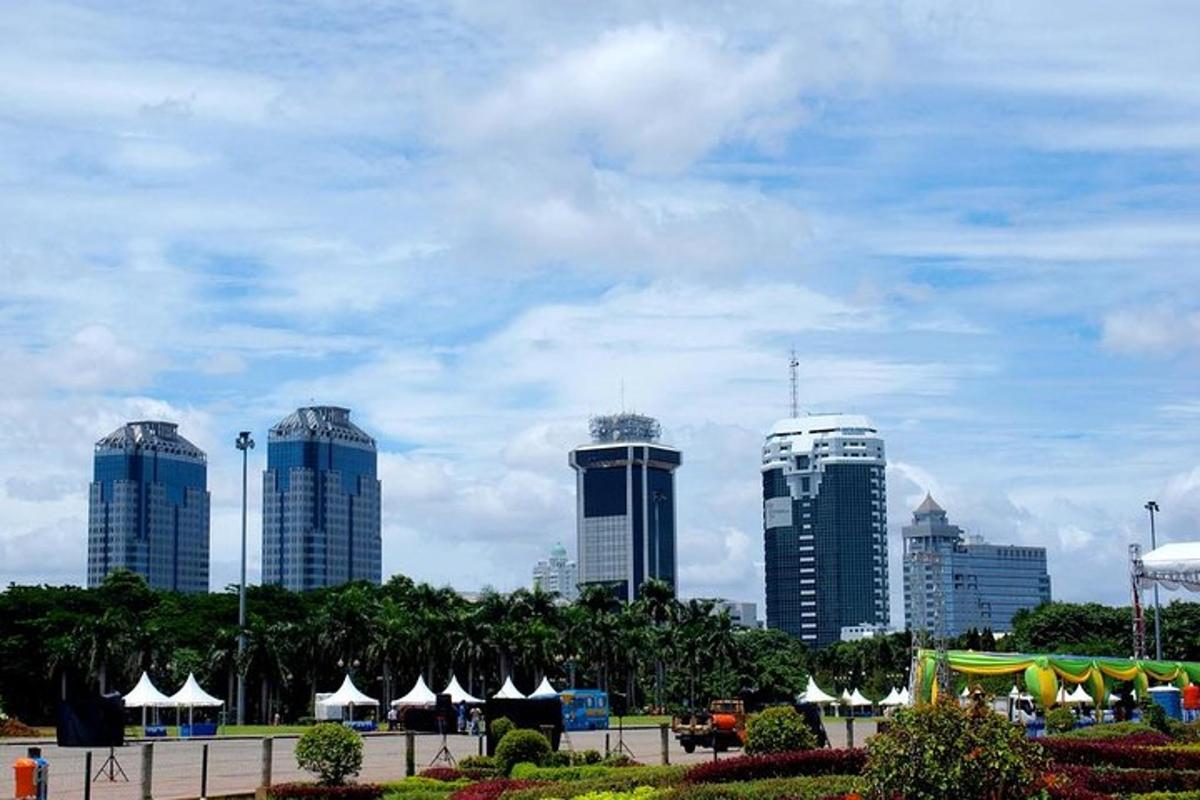 a skyline of a city with tall buildings