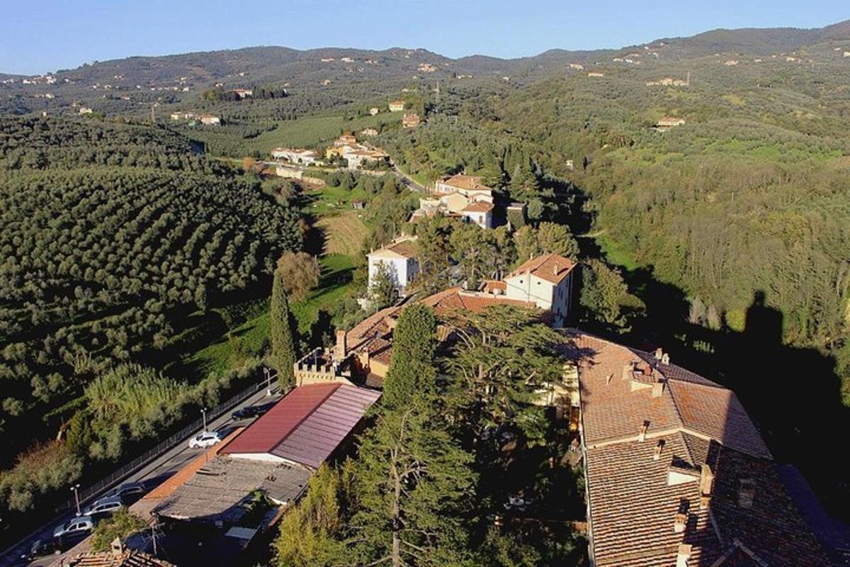 Letecký pohled na vesnici ve vinici