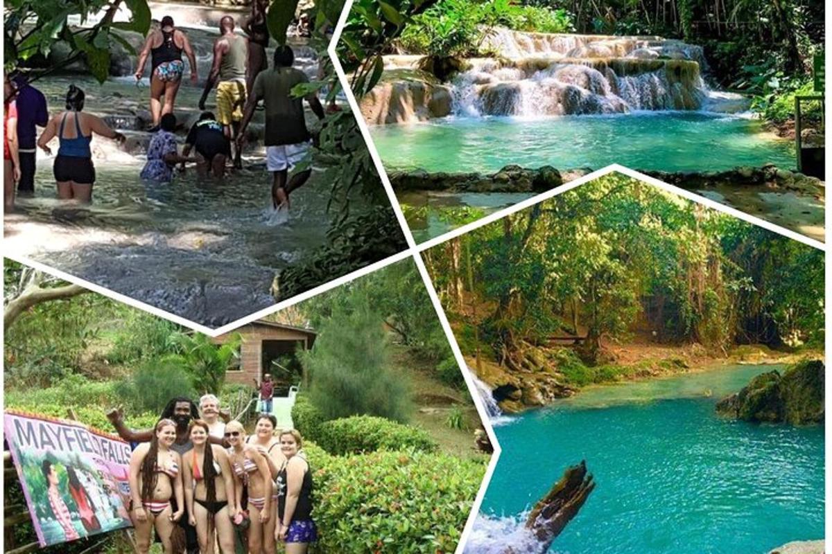 un collage di foto di persone in piedi in un fiume