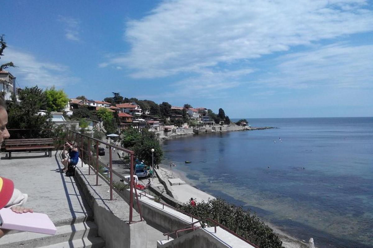 a person standing on a balcony looking at the ocean