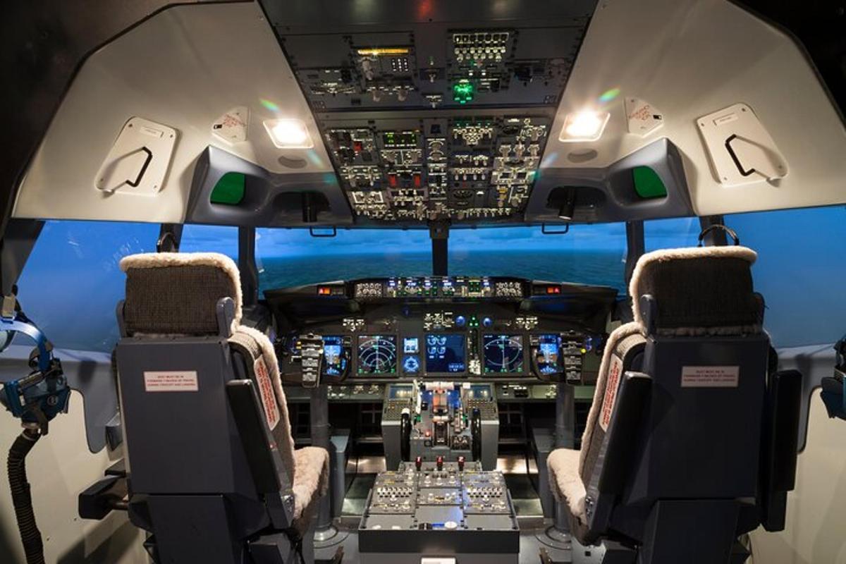 ein Blick in das Cockpit eines Flugzeugs