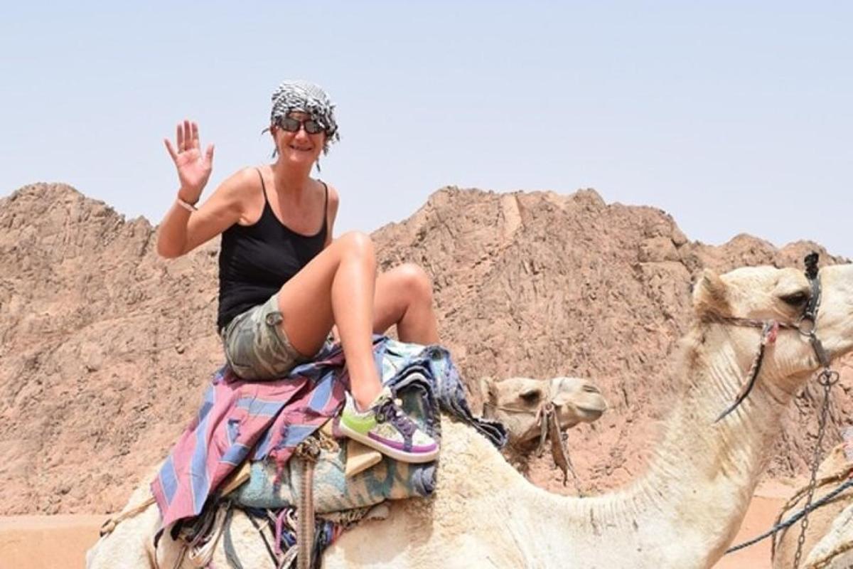 امرأة تركب على ظهر الجمل