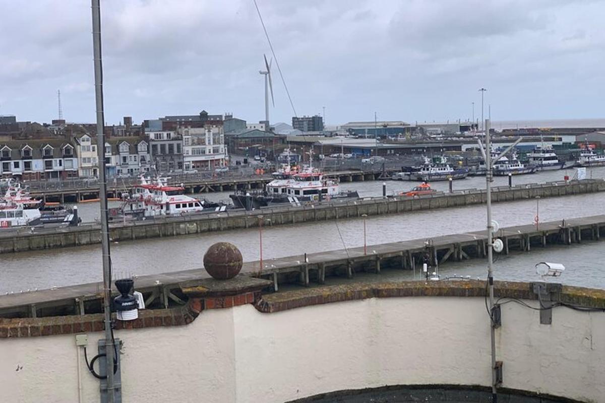 Un muelle con puerto deportivo con barcos en el agua.