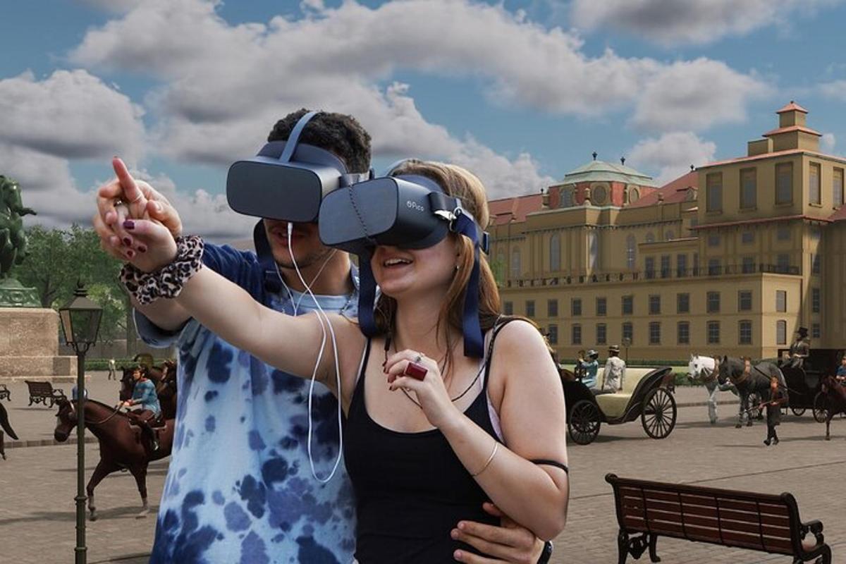 žena má na hlavě zařízení pro virtuální realitu