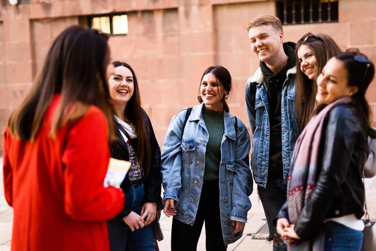 a group of people standing in front of a building