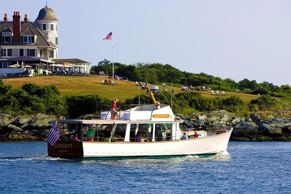 a boat in the water with people on it