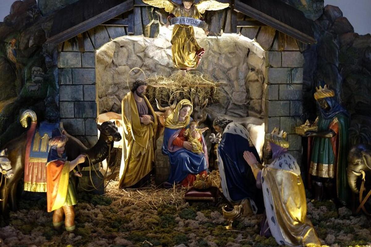 et maleri af en gruppe mennesker i en kirke