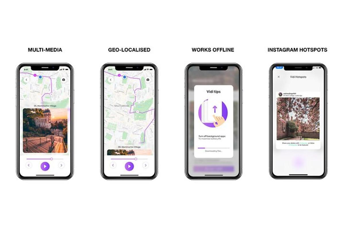 pilt neljast iPhone'ist erinevate rakendustega